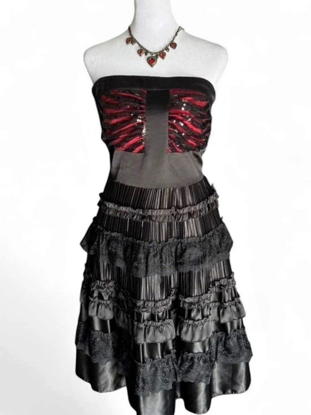 CREA Mini Cocktail Dress in Black & Red Size 8